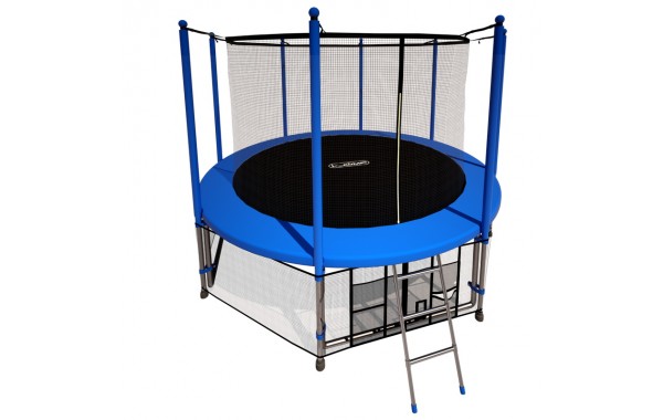 Батут i-Jump Classic 14FT 427 см с нижней сетью и лестницей синий 600_380