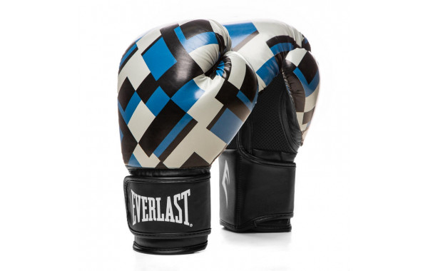 Перчатки тренировочные Everlast Spark 14oz син. клетка 600_380