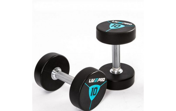 Гантели в уретане 30 кг Live Pro Premium Urethane Dumbbells LP8000-30 600_380