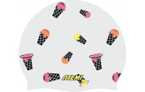 Шапочка для плавания Atemi silicone cap Ice cream hit TSC1ICH Принт 600_380