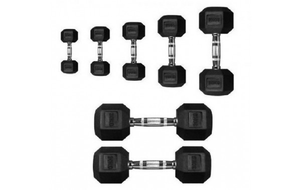 Гантель 7,5кг Perform Better Rubber Encased Hex Dumbbells 4137-7.5\BK-07-00 600_380