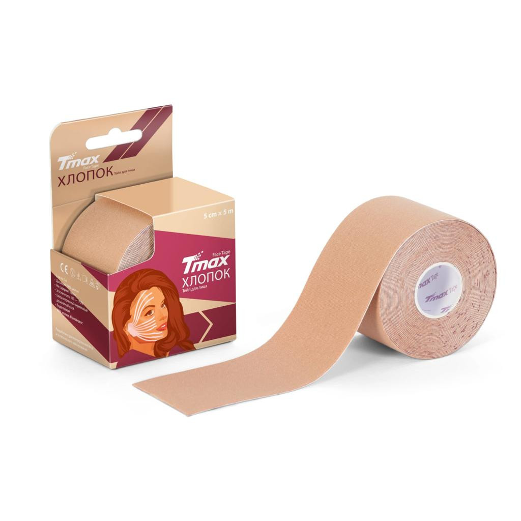 Тейп кинезиологический Tmax Beauty Tape (5cmW x 5mL), хлопок, бежевый 1024_1024